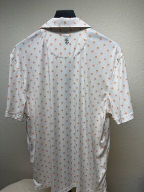 Izod White Short-Sleeve Polo with Orange Palm Print